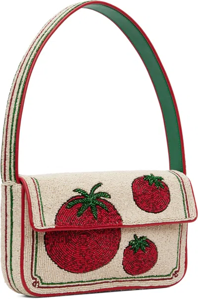 Staud Off-white & Red Tommy Beaded Bag