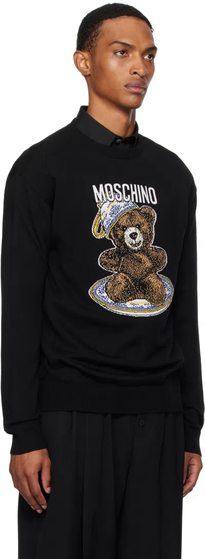 Moschino Bear Embroidered Crewneck Sweater