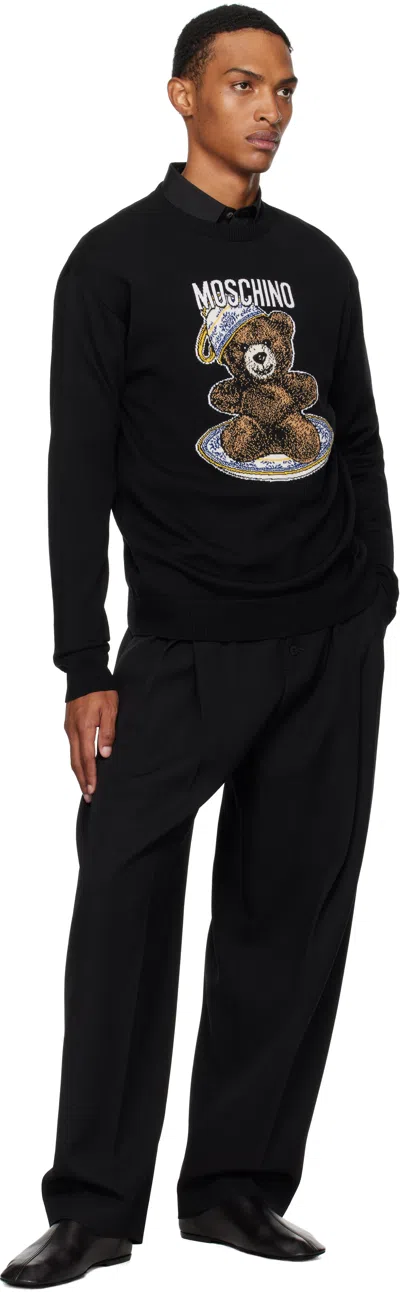 Moschino Bear Embroidered Crewneck Sweater