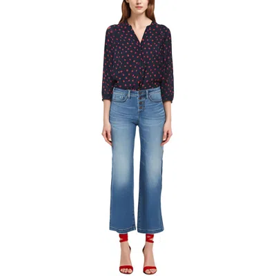 Nydj Teresa Womens Tummy Slimming Denim Wide Leg Jeans In Blue