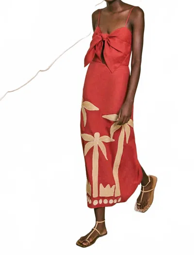 Johanna Ortiz Calm Wind Midi Dress In Terracota In Red