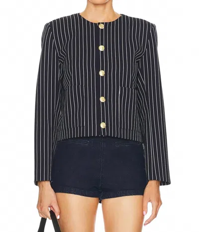 Frame Button Front Jacket In Dark Navy Multi