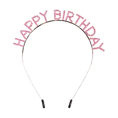 Pearl And Rox Women's Happy Birthday Crystal Rhinestone Headband In Pink
