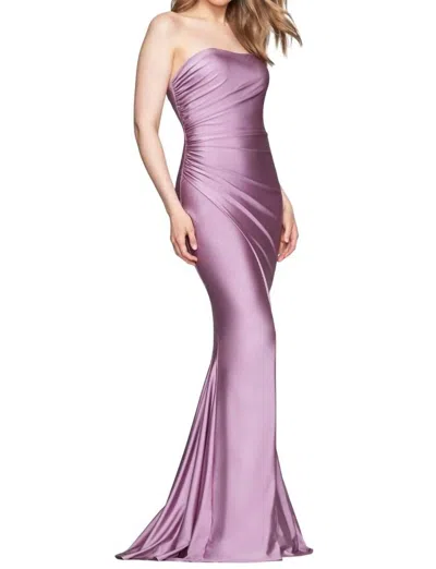 Faviana Strapless Tight Long Dress In Deep Mauve In Purple
