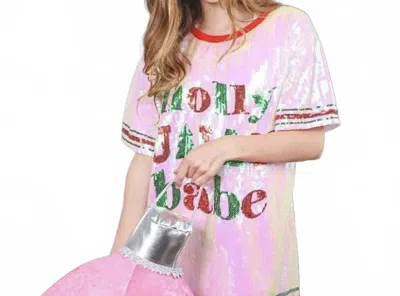 Simply Southern Holly Jolly Sequin Dress In Pink