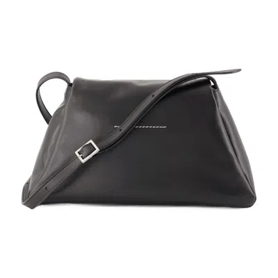 Mm6 Maison Margiela Numeric Medium Soft Crossbody - Leather - Black In Black