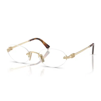 Miu Miu 0mu 53wv Zvn1o1 Oro Pallido Glasses In Gold