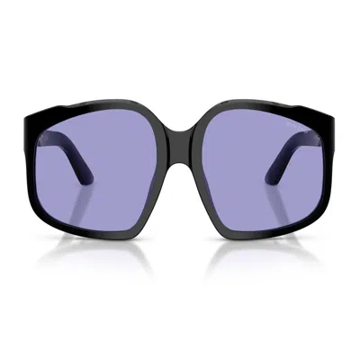 Miu Miu Oversized Geometric Frame Sunglasses With Elegant Detailing In Blue