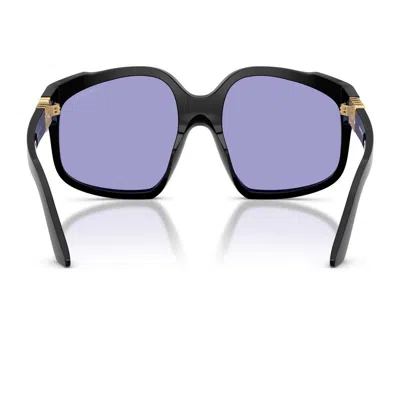 Miu Miu Oversized Geometric Frame Sunglasses With Elegant Detailing In Blue