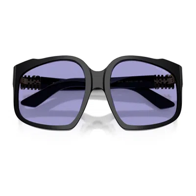 Miu Miu Oversized Geometric Frame Sunglasses With Elegant Detailing In Blue