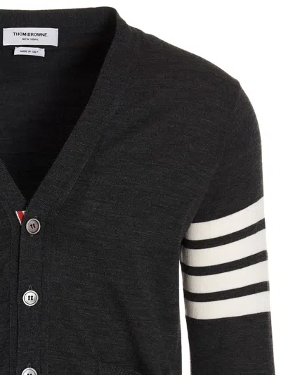 Thom Browne Merino Wool Cardigan Sweaters And Cardigans Gray In Gray