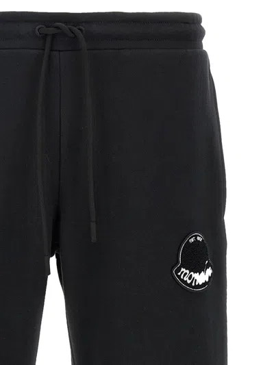 Moncler Cotton Joggers With Elasticated Cuffs And Drawstring Waistband In Black