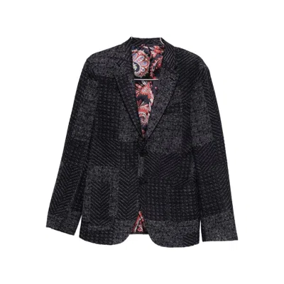 Etro Wool-blend Patchwork Blazer In Black