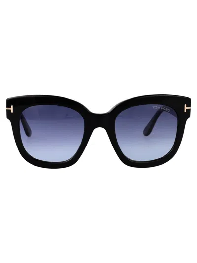 Tom Ford Geometric Frame Sunglasses In Black