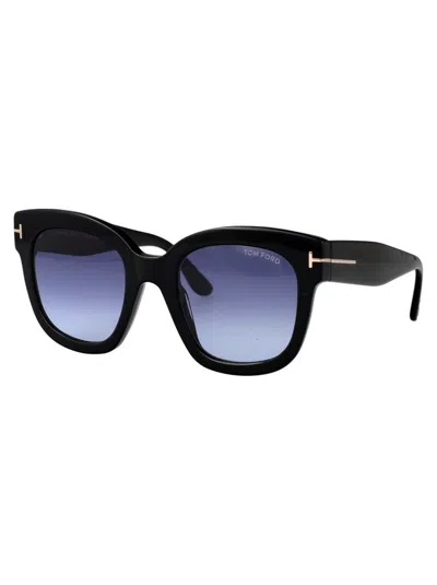 Tom Ford Geometric Frame Sunglasses In Black