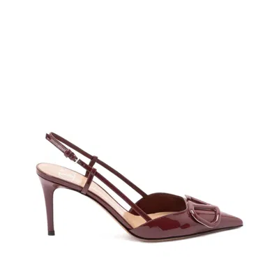 Valentino Patent Leather Slingback Pumps With Stiletto Heel In Burgundy