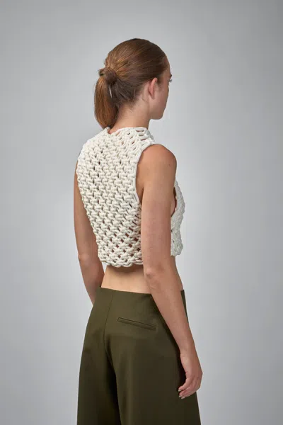 Alaïa Womens Alaia Square Crop Cotton-blend Top In White