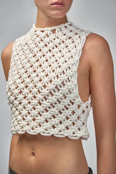 Alaïa Womens Alaia Square Crop Cotton-blend Top In White