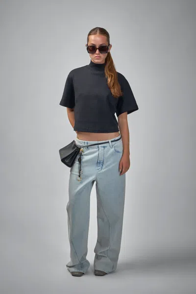 Alaïa Ribbed Cotton High Neck T-shirt