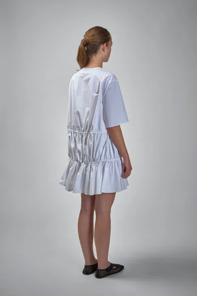 Alaïa Womens Ruffled Short-sleeves Cotton Mini Dress Blanc In White