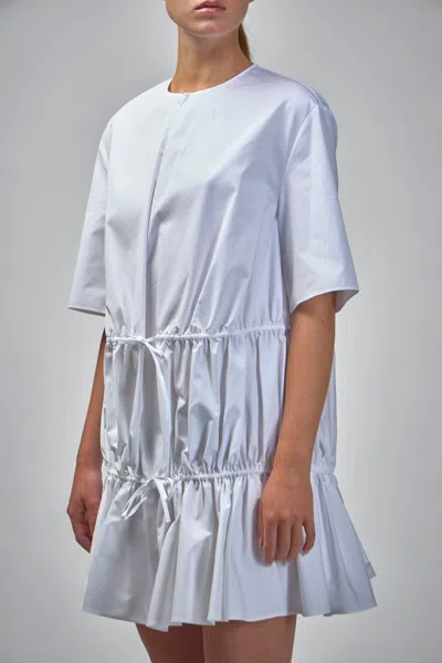 Alaïa Womens Ruffled Short-sleeves Cotton Mini Dress Blanc In White