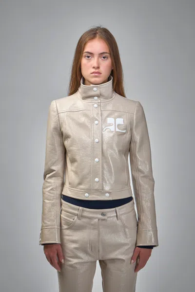 Courrèges Courreges Re Edition Jacket In Coated Cotton In Gray
