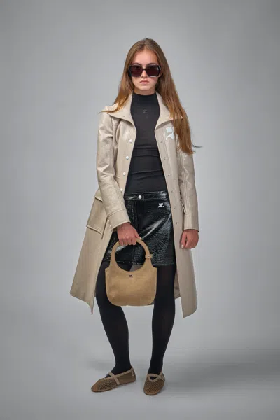Courrèges Reedition Vinyl Trench Coat In Gray
