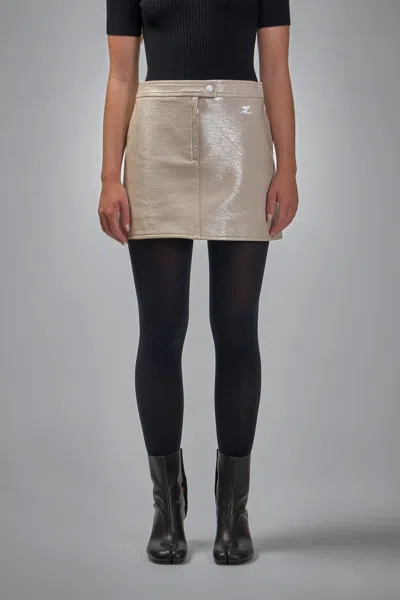 Courrèges Reedition Vinyl Mini Skirt In Gray