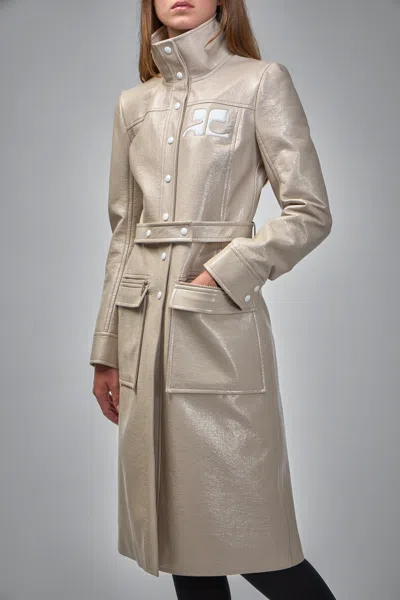 Courrèges Reedition Vinyl Trench Coat In Gray