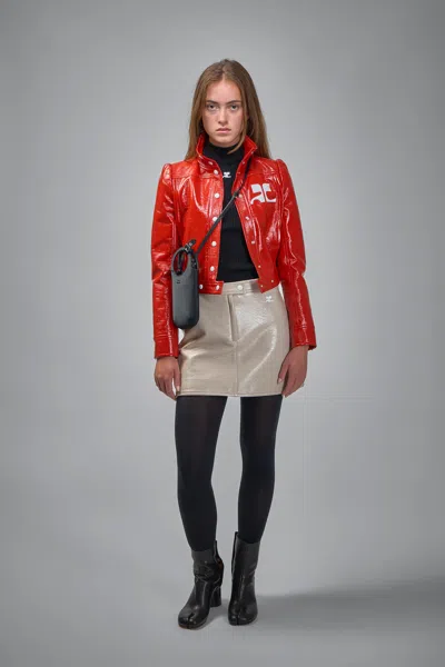 Courrèges Reedition Vinyl Mini Skirt In Gray