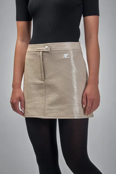Courrèges Reedition Vinyl Mini Skirt In Gray