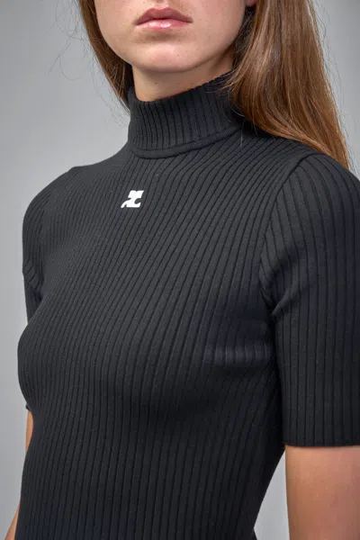 Courrèges Reedition Short Sleeves Ribbed Knitted Sweater Clothing
