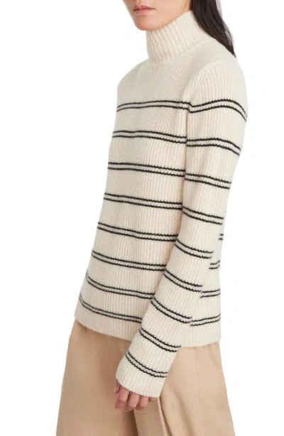 Vince Stripe Shaker Stitch Wool Blend Mock Neck Sweater