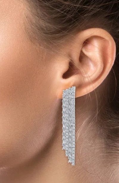 Cz By Kenneth Jay Lane Round & Baguette Cz Fringe Drop Earrings