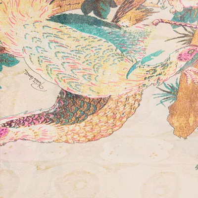 Roberto Cavalli Extra-long Silk Dress With Flower And Pheasant Print