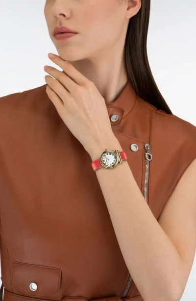 Ferragamo Gancini Watch With Leather Strap, Gold