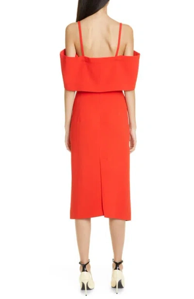Victoria Beckham Cold Shoulder Bandeau Fluid Cady Midi Dress