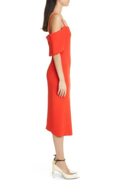 Victoria Beckham Cold Shoulder Bandeau Fluid Cady Midi Dress