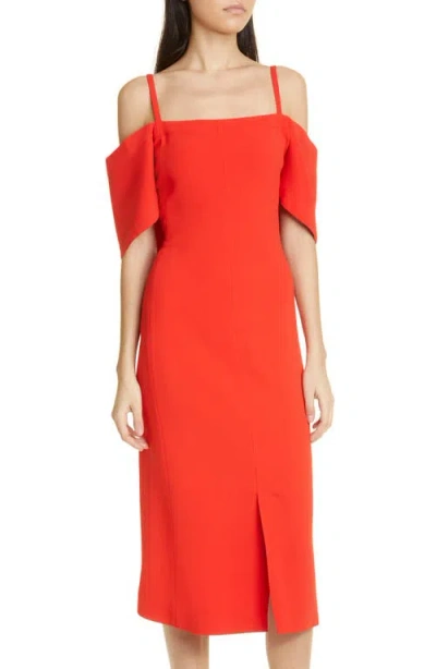 Victoria Beckham Cold Shoulder Bandeau Fluid Cady Midi Dress