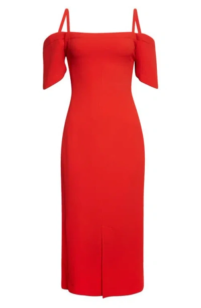 Victoria Beckham Cold Shoulder Bandeau Fluid Cady Midi Dress