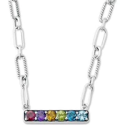 Samuel B. Sterling Silver Semiprecious Stone Bar Pendant Necklace