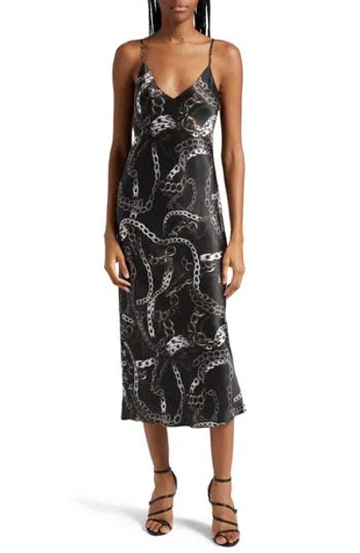 L Agence Seridie Chain Print Silk Midi Slipdress