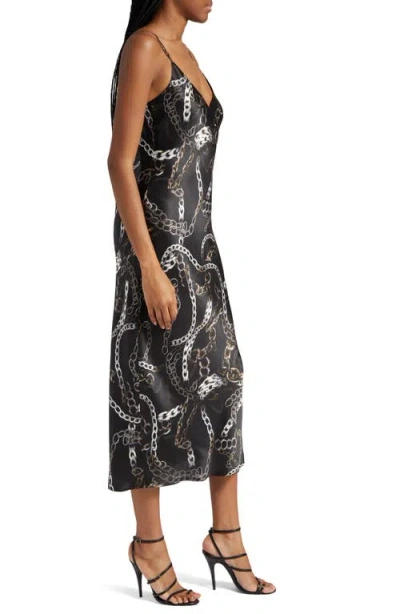 L Agence Seridie Chain Print Silk Midi Slipdress