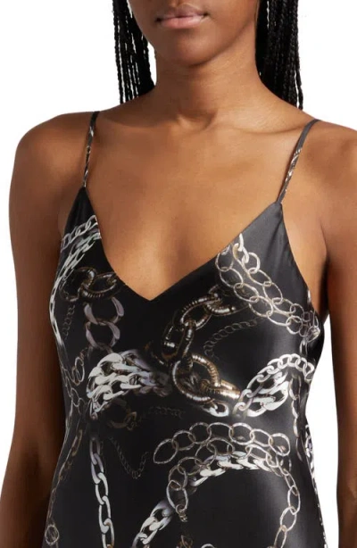L Agence Seridie Chain Print Silk Midi Slipdress