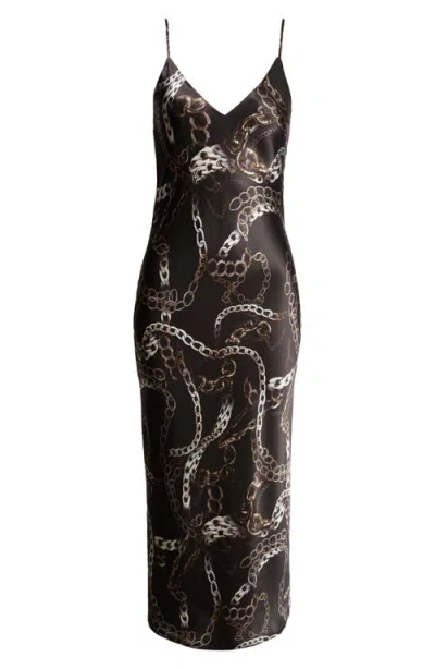 L Agence Seridie Chain Print Silk Midi Slipdress