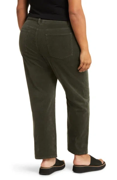 Eileen Fisher High Waist Ankle Straight Leg Corduroy Pants In Green