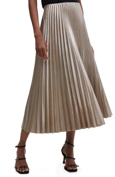 Mango Disco Metallic Pleated Midi Skirt