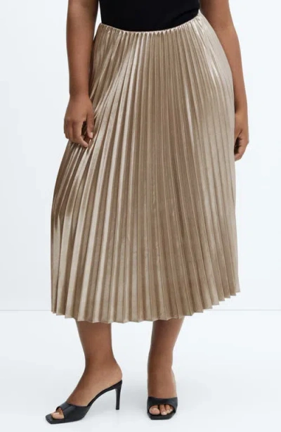 Mango Disco Metallic Pleated Midi Skirt
