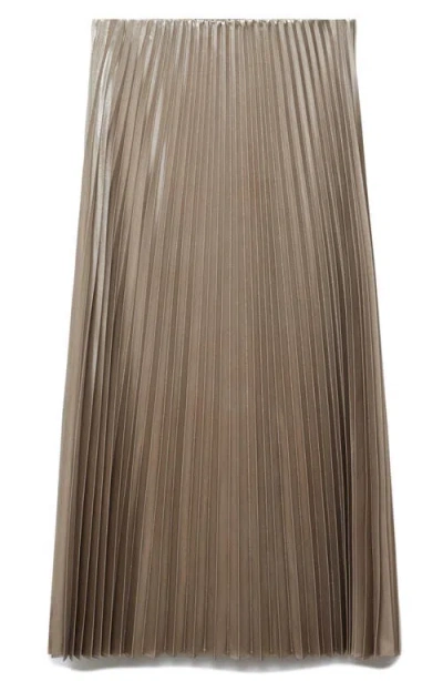 Mango Disco Metallic Pleated Midi Skirt