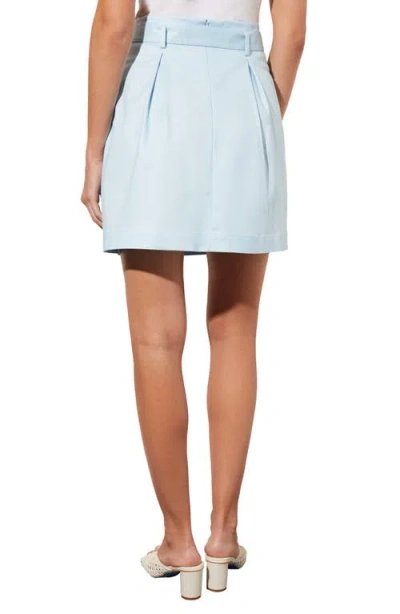 Ming Wang Belted Pleated A-line Twill Skirt